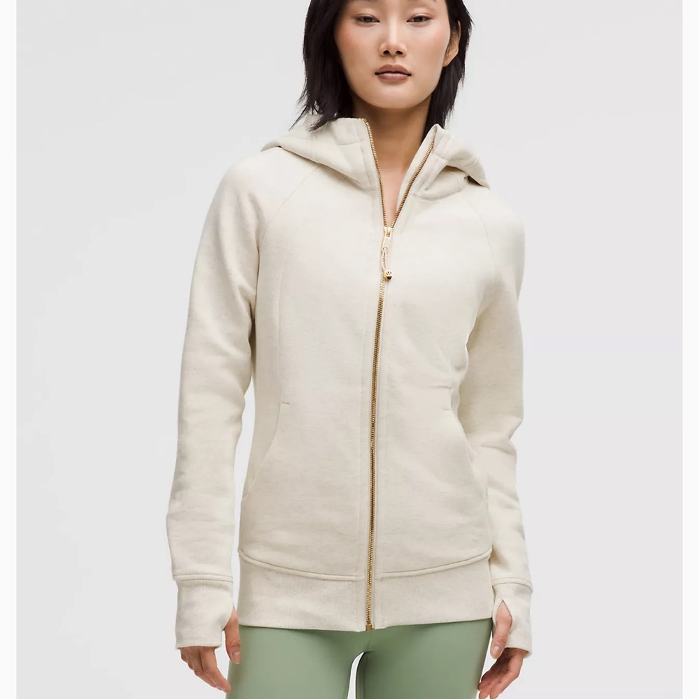 Lululemon Athletica Cream Zip-Up Scuba Hoodie